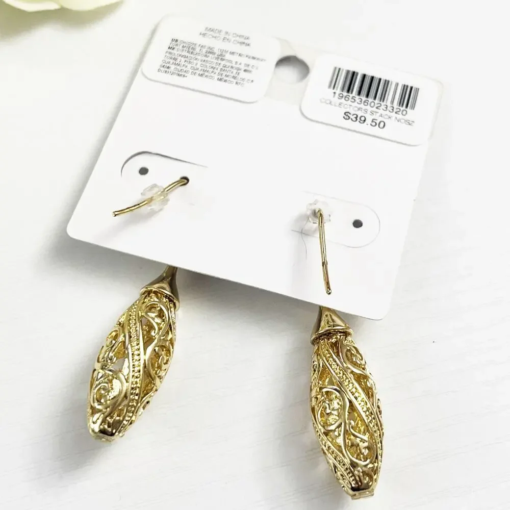 NEW Chico's Gold Tone Open Work Drop Earrings